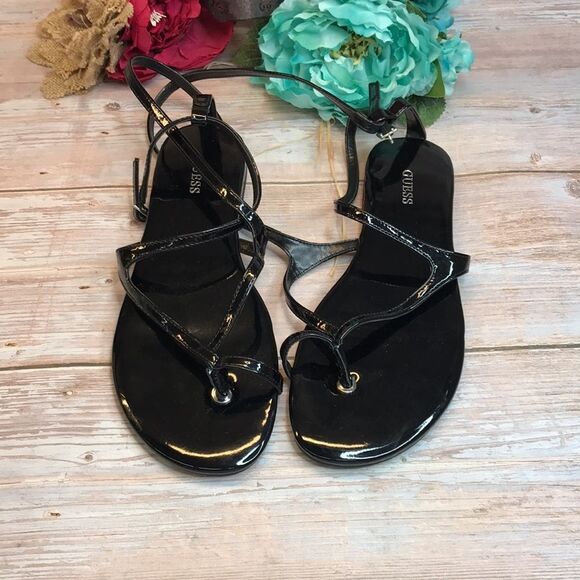 GUESS Black Nalanie Gladiator Toe Thong Sandals - Picture 2 of 8
